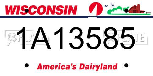 1A13585 Wisconsin License Plate