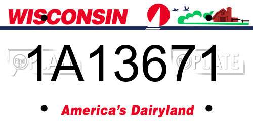 1A13671 Wisconsin License Plate