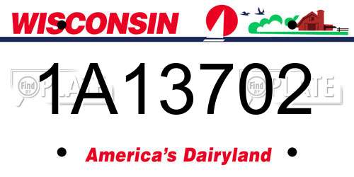 1A13702 Wisconsin License Plate