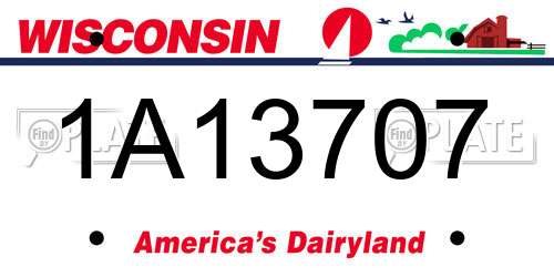 1A13707 Wisconsin License Plate
