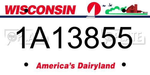 1A13855 Wisconsin License Plate