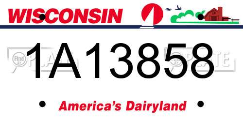 1A13858 Wisconsin License Plate