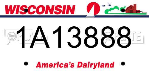 1A13888 Wisconsin License Plate