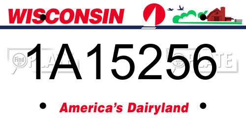 1A15256 Wisconsin License Plate