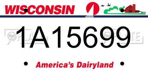 1A15699 Wisconsin License Plate