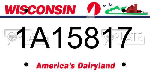 1A15817 Wisconsin License Plate
