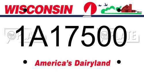 1A17500 Wisconsin License Plate