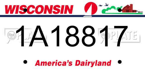 1A18817 Wisconsin License Plate