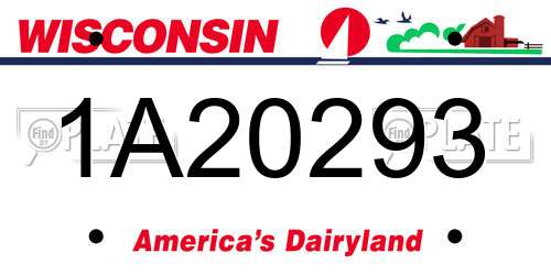 1A20293 Wisconsin License Plate