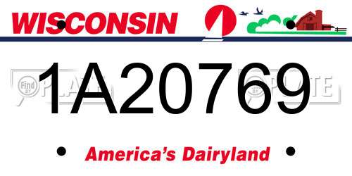 1A20769 Wisconsin License Plate