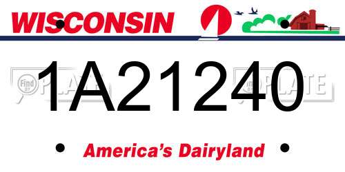 1A21240 Wisconsin License Plate