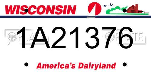 1A21376 Wisconsin License Plate