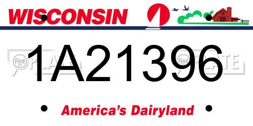 1A21396 Wisconsin License Plate