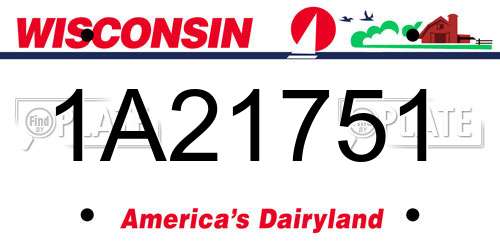 1A21751 Wisconsin License Plate