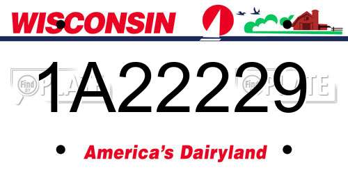 1A22229 Wisconsin License Plate