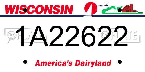 1A22622 Wisconsin License Plate