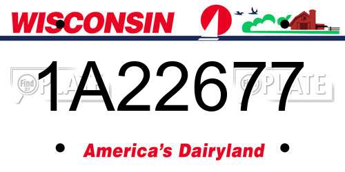 1A22677 Wisconsin License Plate
