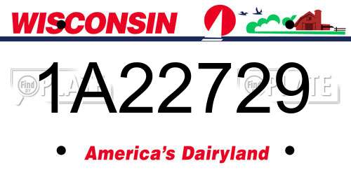 1A22729 Wisconsin License Plate