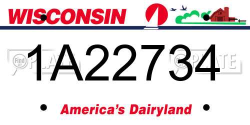 1A22734 Wisconsin License Plate