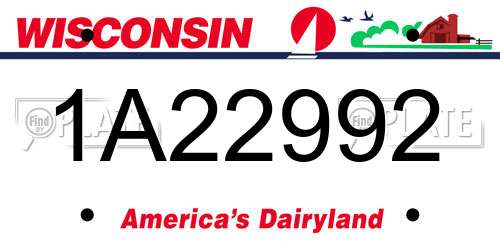 1A22992 Wisconsin License Plate