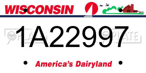 1A22997 Wisconsin License Plate