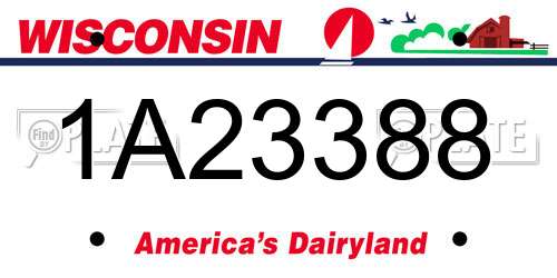1A23388 Wisconsin License Plate