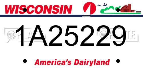 1A25229 Wisconsin License Plate