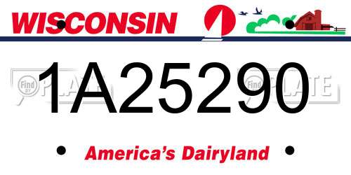 1A25290 Wisconsin License Plate