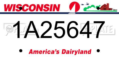 1A25647 Wisconsin License Plate