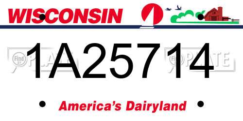 1A25714 Wisconsin License Plate