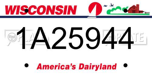 1A25944 Wisconsin License Plate