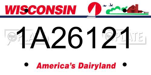 1A26121 Wisconsin License Plate