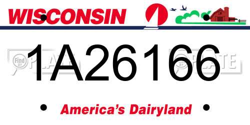 1A26166 Wisconsin License Plate