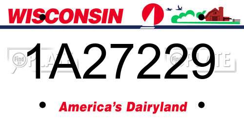 1A27229 Wisconsin License Plate