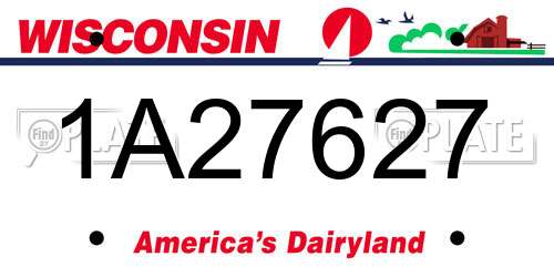 1A27627 Wisconsin License Plate