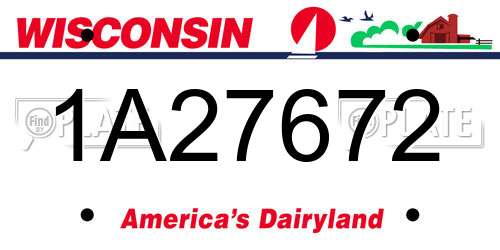 1A27672 Wisconsin License Plate