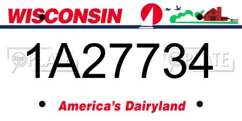 1A27734 Wisconsin License Plate