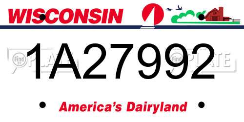1A27992 Wisconsin License Plate