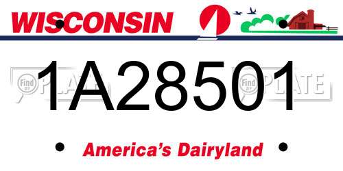 1A28501 Wisconsin License Plate