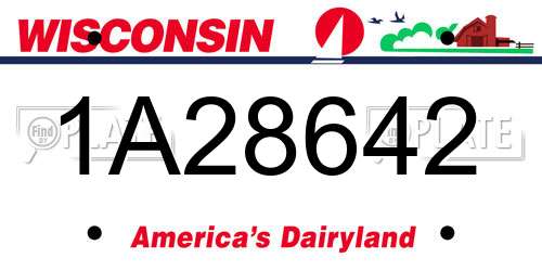 1A28642 Wisconsin License Plate
