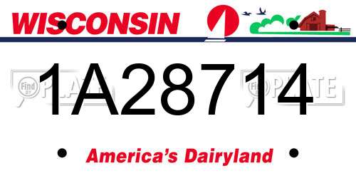 1A28714 Wisconsin License Plate