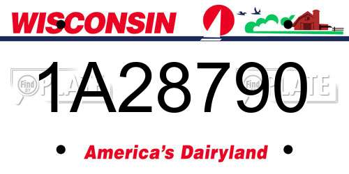 1A28790 Wisconsin License Plate
