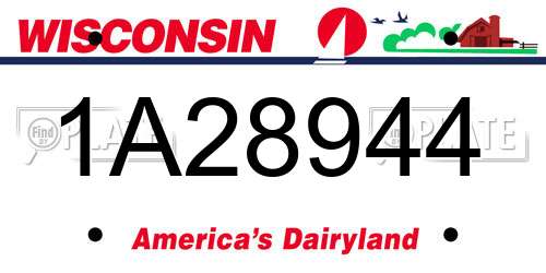 1A28944 Wisconsin License Plate