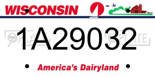 1A29032 Wisconsin License Plate