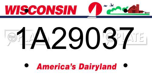 1A29037 Wisconsin License Plate
