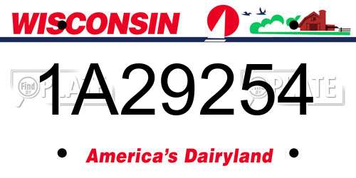 1A29254 Wisconsin License Plate