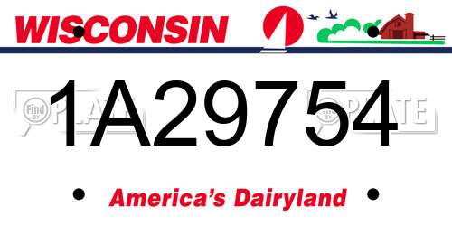 1A29754 Wisconsin License Plate