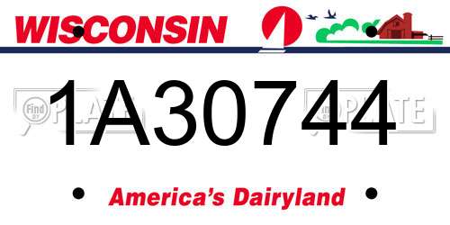 1A30744 Wisconsin License Plate