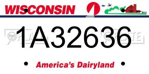 1A32636 Wisconsin License Plate