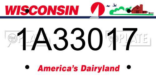 1A33017 Wisconsin License Plate